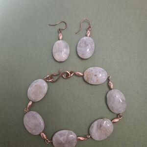 Elegant Stone Jewelry Set with Rose Accents